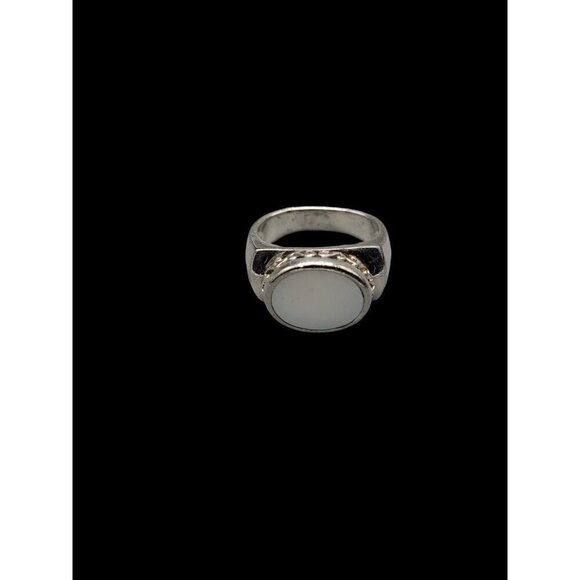 Sterling Silver Mens Opal Ring 925 SIZE 7.25" 4.3mm Thick Band Large Opal Gem - Picture 10 of 16